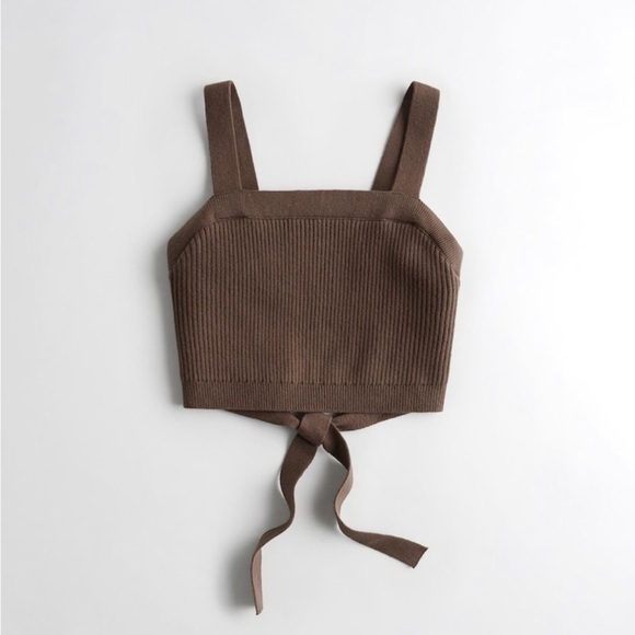 NWT Social Tourist Brown Cropped Open Back Tank Top S - Picture 1 of 4